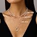 Layered Gold Necklace for Women Trendy,14K Gold Plated Dainty Stackable Cuban Link Herringbone Paperclip Chain Diamond/Coin/Cross/Tag/Mobius Pendant Necklace Set Fashion Jewelry Christmas Gifts