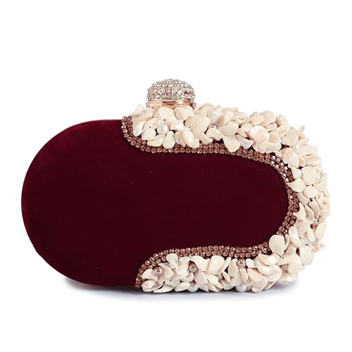 Image of THE TAN CLAN Dariya Sea Shells Hand Embroidered Clutch Purses for Women | Luxury Evening Clutch Bag for Ladies | Perfect for Party, Wedding, Gifting | Stylish Handbag