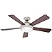 Hunter Fan Company 59052 Contemporary Palermo Ceiling Fan with Five Cherry/Maple Blades, 52-Inch, Brushed Nickel