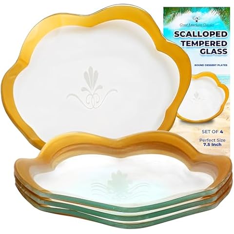 GAC Scalloped Glass Dessert Plates Cover