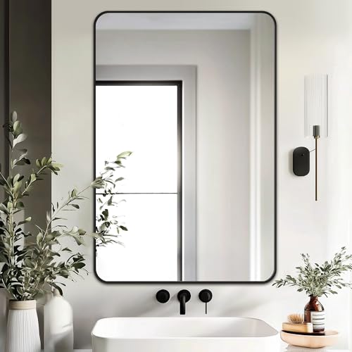 Image of Delma Bathroom Vanity Mirror, Black Framed Mirror for Over Sink, 36x24