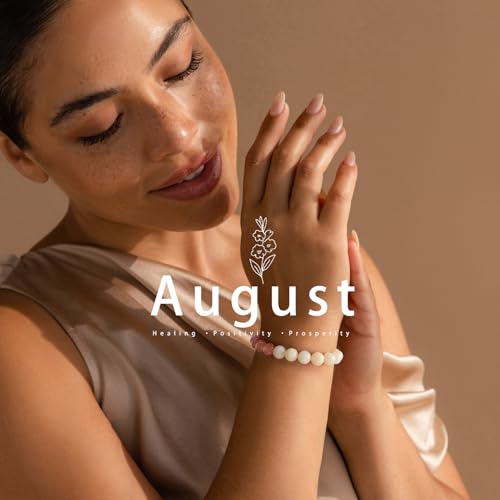 Birthstone Crystal Floral Bracelets for Women Men Colorful Stone Bracelet for Women Reduce Anxiety Zodiac Month Bracelet Birthday Graduation Gifts3