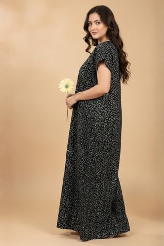Image of Bahumaan Pure Cotton Nighty for Woman | Floral Gown for Women Nightwear with Pocket | Cotton Nighty for Women Stylish | Perfect for Daily Comfort | Maxi Women