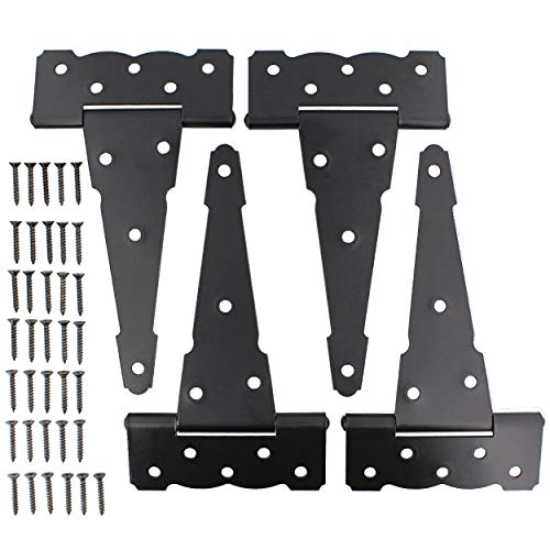 Rural365 Triangle Door Hinge 4Pk - Decorative 8 Inch T-Strap Farmhouse Style Door Hinges Matte Black Barn Door Hinges #TOP6