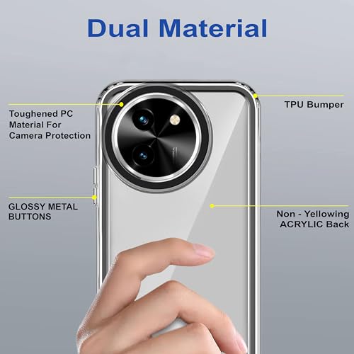 Image of Zapcase Back Case Cover for Vivo Y200i 5G | Compatible for Vivo Y200i 5G Back Cover | Case Cover with Camera Protection | (TPU + PC | Translucent Black)