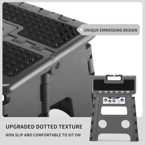 Image of Delxo Folding Step Stool 13 inch Height Heavy Duty Foldable Step Stools for Adults and Kids,Kitchen Small Collapsible Fold Up Stepping Stool 1 Pack in Grey Dotted Texture