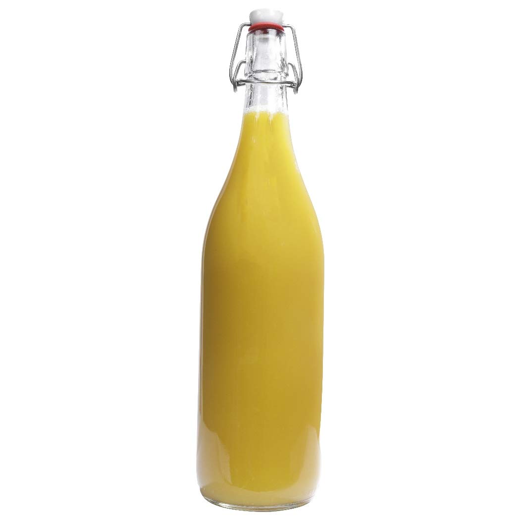 mikken Lot de 6 bouteilles en verre avec bouchon mécanique en porcelaine 1 l + entonnoir