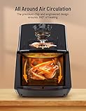 Air Fryer, PARIS RHÔNE 5.3 Quart with Viewing Window, 8-in-1 Toaster Oven Cooker with One Touch Control, Kitchen Appliance, Non-Stick & Dishwasher-Safe Basket & Detachable Tray, Black (PE-AF014)