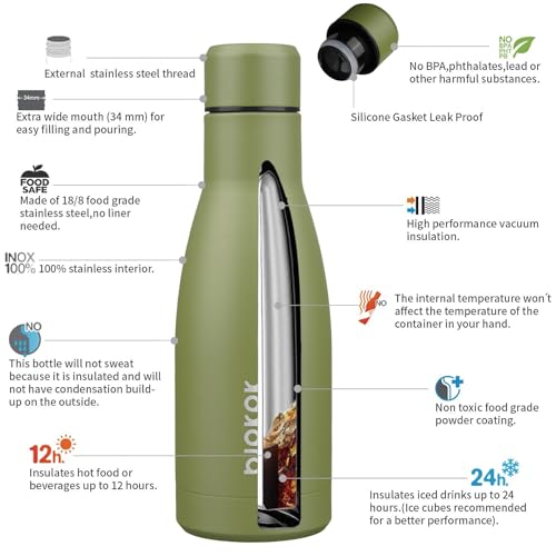 Image of BJPKPK 12 oz Small Mini Water Bottle, Insulated Stainless Steel Flask