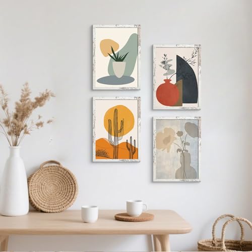 Image of BESCRCL 12x16 Picture Frame for 30 x 40cm Diamond Painting Art, Engineered Wood Frames, Distressed White, 1 Pack