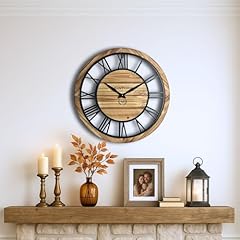 Montoire 24 Inch Wooden Farmhouse Wall Clock, Extra Large for Living Room Decor Big Rustic Wood