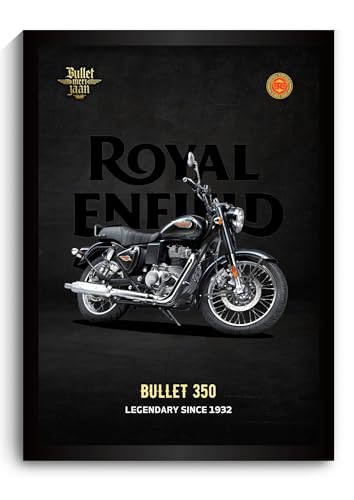 Image of Funk You Store Royal Enfield Bullet Poster | Framed RE Bullet 350 A4 Sized (31 x 23 cm) | Bike Poster for Wall, Gift for Boys, Bike Frames | Bikes Posters for Wall, Bedroom, Hostel, Study Room