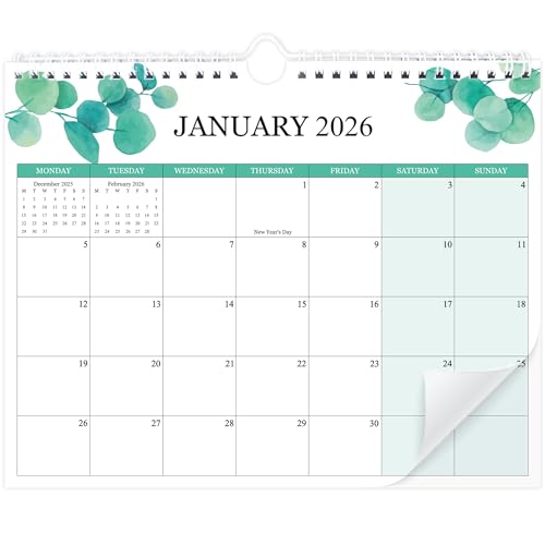 2026 Calendar UK Large Wall Calendar 18 Months Jan 2026-Jun 2027 Family Planner Month to View for Home Office Metal Spiral Thick Paper.29x 37cm