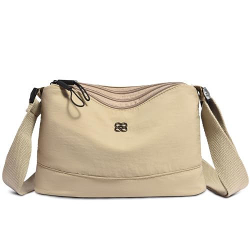 Image of Eslcorri Lightweight Nylon Crossbody Bag for Women, 3 Pocket Casual Shoulder Purse with Adjustable Strap for Travel Daily Use | Well-organized