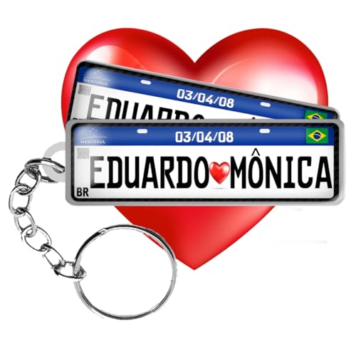 Chaveiro Placa Carro Namorados Personalizado Nomes Casal Frente e Verso