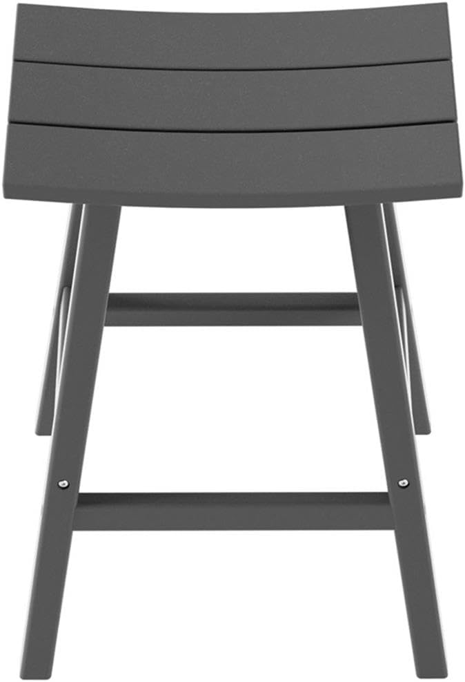 Costaelm All-Weather Bar Stools Set of 2, 29" Height Outdoor Bar Stools, Adirondack Poly Patio Bar Stool for Patio, Deck, Kitchen Counter and Garden, Gray