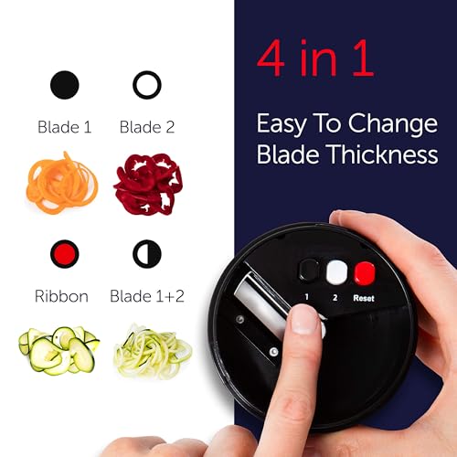 Fullstar Vegetable Spiralizer and Slicer - Zucchini Spiralizer Noodle Maker with Sharp Stainless Steel Blades, Spiralizer for Veggie Noodles, Cucumber Veggie Vegetable Zoodler, Kitchen Gadget (4 in 1)