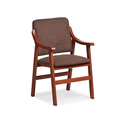 Abuelo a Gusto- Silla Comedor con Brazos de Madera de Haya, con Respaldo Recto. Ideal para Dormitorio, Comedor o Salida.. Tamaño: 87x55x55 cm. (Cerezo, Marrón)