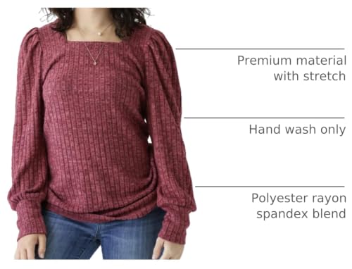 Image of WIHOLL Long Sleeve Shirts for Women Trendy Casual Square Neck Tops Lightweight Sweaters