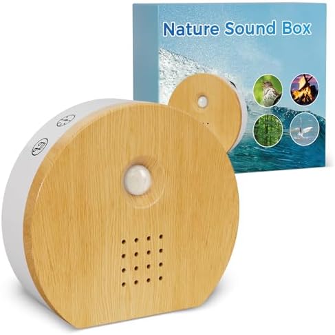 Satisure Naturgeräusche Box Vogelgezwitscher Bewegungsmelder | Wandhalterung Timer Soundbox mit 9 Vogelgesang, Bachgeflüster, Meeresrauschen für Toilette
