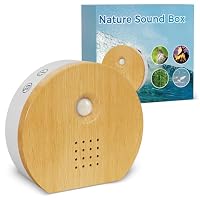 Satisure Naturgeräusche Box Vogelgezwitscher Bewegungsmelder Wiederaufladbar mit Wandhalterung Timer Soundbox mit 9 Vogelgesang, Bachgeflüster, Meeresrauschen für Toilette