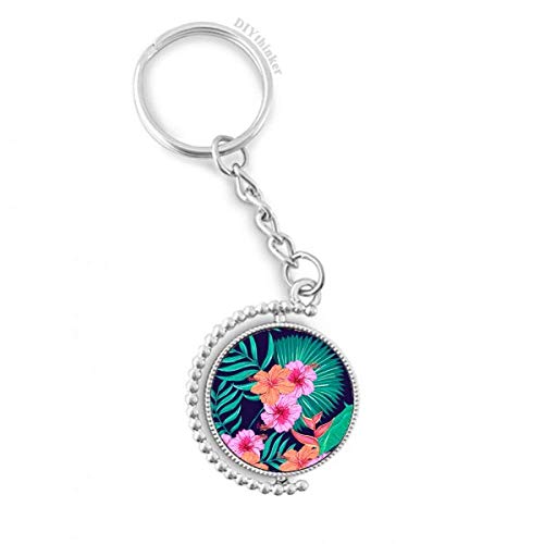 Clé anneau rotatif fleur plante bleue DIYthinker porte-clé de 1,2 x 3,5 pouces multicolore
