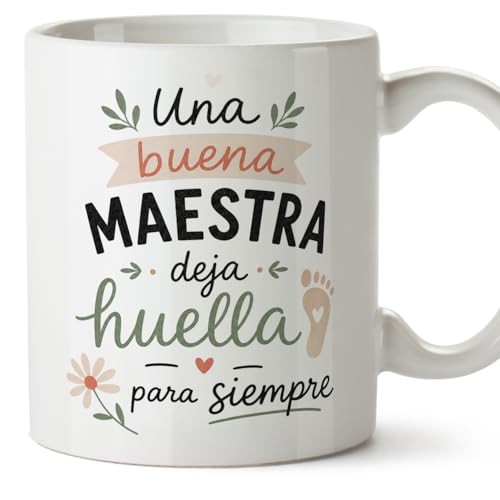 MUGFFINS regalo maestra infantil | taza profe Una buena maestra deja huella para siempre en Español | detalle profesora guardería | cerámica 330 Ml | desayuno aula | Enseñanza v2 MUGFFINS regalo maestra infantil | taza profe Una buena maestra deja huella para siempre en Español | detalle profesora guardería | cerámica 330 Ml | desayuno aula | Enseñanza v2