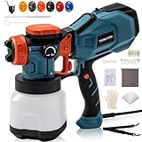 YUNXITR 1200W HVLP Paint Sprayer, High Efficiency Electric Spray Paint Gun with 6 Nozzles, Variable Patterns, 40.58 oz Detachable Container, Easy to Clean for Home Improvement Projects (Dark Green)