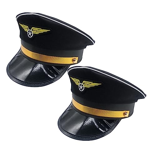 MUCKLILY 2Pcs Adjustable Pilot Hat for Women Men for Halloween Themed Parties Stylish Cosplay Accessory with Smooth Texture Design