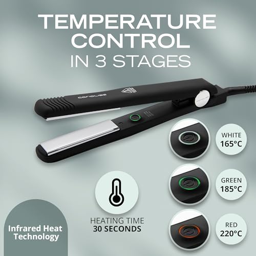 Corioliss C Style | Hair Straightener for Women | Titanium Plate for Fine Hair | Professional Iron with Temperature Control (Black Soft Touch)