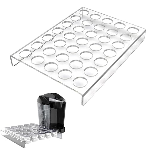 Bandeja organizador de cápsulas de café - Bandeja de organizador de bandeja de acrílico plana para café | Bandeja de exhibición de cápsulas de café transparente para 35 cápsulas de café
