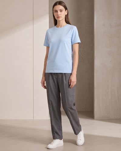 Image of NOBERO 100% Cotton T-Shirts for Women Stylish | Regular Fit | Solid T Shirts for Women 180 GSM Combed Cotton | Crew Neck Half Sleeve