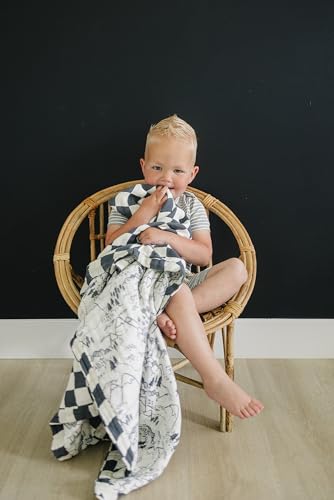 Image of Summit Charcoal Checkered Muslin Quilt by Mebie Baby