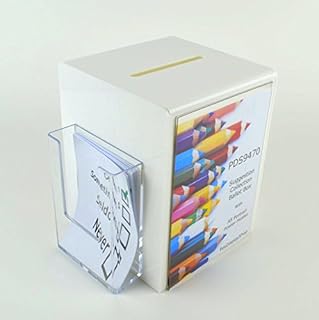 White Acrylic Suggestion Box Exhibition Box Comments Box Collection Box with Side Pocket - PDS9470WHITE