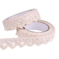 2 Rollen Spitzenband Selbstklebend, Dekoband, Spitzenborte, Geschenkband Spitze, Für Handwerk, Hochzeit, Dekoration, Scrapbooking, Geschenkbox(Beige)