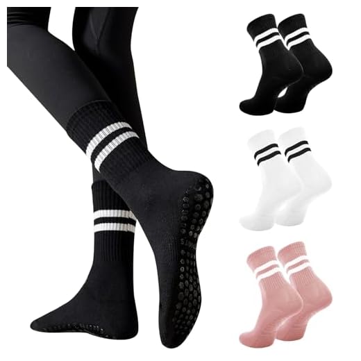 Risipu - Calcetines antideslizantes para mujer, 3 pares para pilates, ballet, danza, trampolín, Talla única