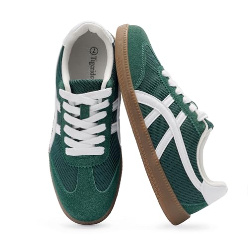 Image of Tigeridea Casual Sneakers for Women Lightweight Lace Up Tennis Shoes | Non-slip Lace Up Fashion Sneaker, Round Toe Retro Walking Shoes, 2026 Trendy Comfortable Trainers