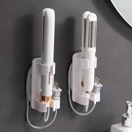 Wall-Mounted Hair Tool Organizer - Curling Iron, Straightener, and Dryer Holder for Bathroom Storage (2 Black) by Klxsing - Image 2