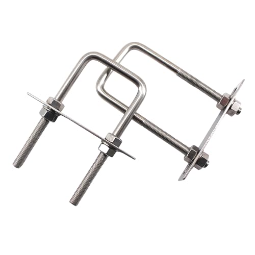 Image of Square U Bolts 304 Stainless Steel U-Bolts 1 inch Wide 2.7 inch Length (M6x25x70mm) U Clamps Bolt with Frame Plate, Washers and Nuts (6 Pack)