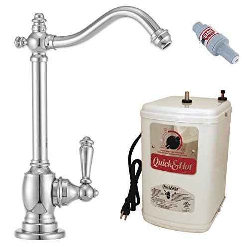 Westbrass D204H-26 Victorian 9" 1-Handle Hot Water Dispenser Faucet with Instant Heating Tank System, Polished Chrome