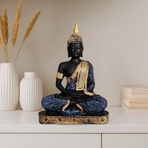 Image of Beautiful Resin Meditating Buddha Statue for Home Decor (Pack of 1, Purple & Black)