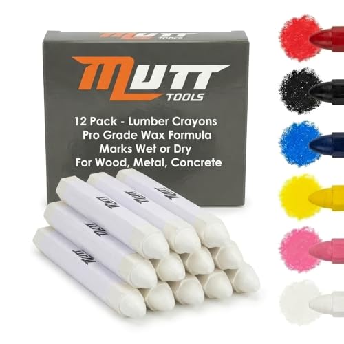 Mutt Tools White Tire Marker Crayon for Lumber Construction - Wood Crayon for Tires - Industrial Lumber Crayons Markers