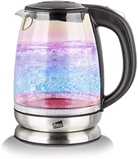 Neo Rainbow Cordless LED Illuminated Illuminating Fast Electric Stainless Steel Clear Glass Kettle 1.7L Jug Cordless (Copper)