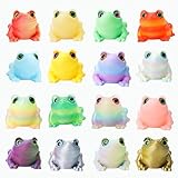 Laehovr 16Pcs Mini 3D Printed Frog Bulk, Articulated Frog Small Animal Figurines, 3D Printed Fidget Toys for Easter Basket Stuffers, Easter Egg Fillers for Kids, Desk Pets for Classroom Prizes