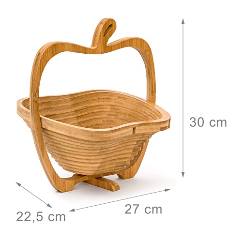 Relaxdays Foldable Apple-Shaped Basket: 30 x 27 x 22.5 cm Folding Bamboo Fruit Bowl Holder Basket And Cutting Board Wooden Fruit Bowl With An Apple-Design, Natural Brown - Cosy Home Interiors Relaxdays Foldable Apple-Shaped Basket: 30 x 27 x 22.5 cm Folding Bamboo Fruit Bowl Holder Basket And Cutting Board Wooden Fruit Bowl With An Apple-Design, Natural Brown - Image 4