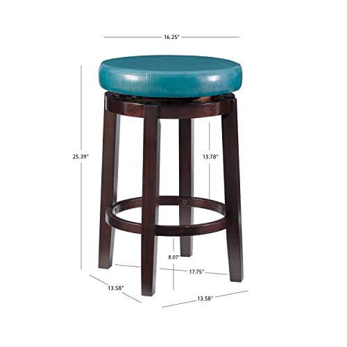 Linon Maya Counter, Brown Stool, 24", Teal #TOP2
