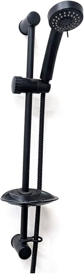 Shower Riser Rail Kit Adjustable 60cm Shower Slide Bar with 3-Mode Handheld Shower Head 1.5m Stainless Steel Hose Soap Dish & Shower Head Holder Matt Black