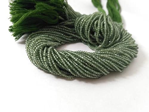 Perles fines en apatite verte facettée pour enfilage de bijoux fins
