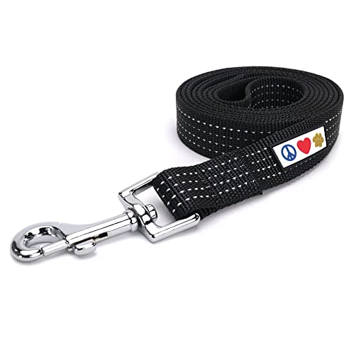Pawtitas Pet / Puppy 6 - feet Reflective Dog Leash Extra Small / Small 5/8 inch Black Matching Collar and Harness sold separately.