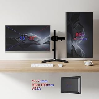 Duronic DM25D2 BK Supporto Monitor doppio per 2 schermi da 13-27 pollici, Braccio monitor PC ergonomico fino 8kg, VESA 75/100mm, regolabile altezza inclinazione girevole, per ufficio casa scuola, nero